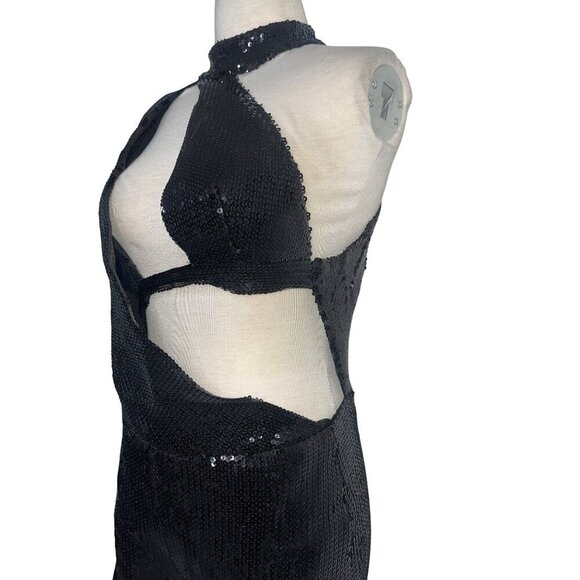 David Koma Asymmetric Bra Sequin Jumpsuit in Black 6 New Womens Dressy Outfit - Picture 7 of 12